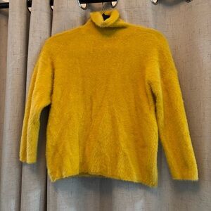 Zara high‎ neck yellow/gold sweater, Size 8. Fluffy look on material.